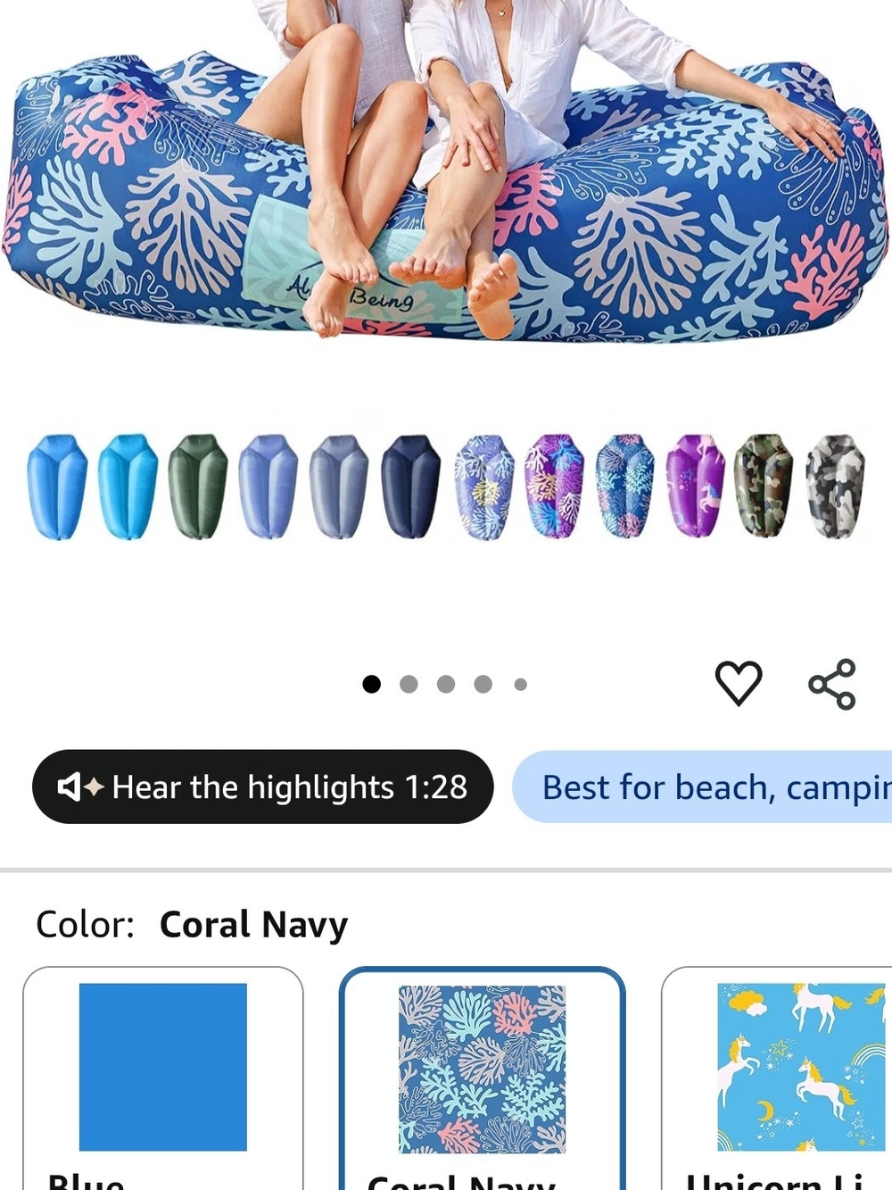 Inflatable Lounger - Coral Navy